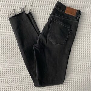 Madewell washed black distressed skinny high rise jean